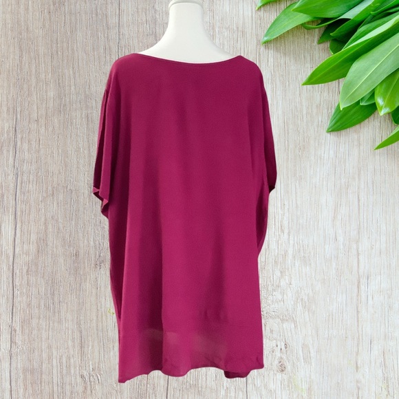 Venezia Women's Size 26/28 Round Neck Top Cranberry - Picture 2 of 7